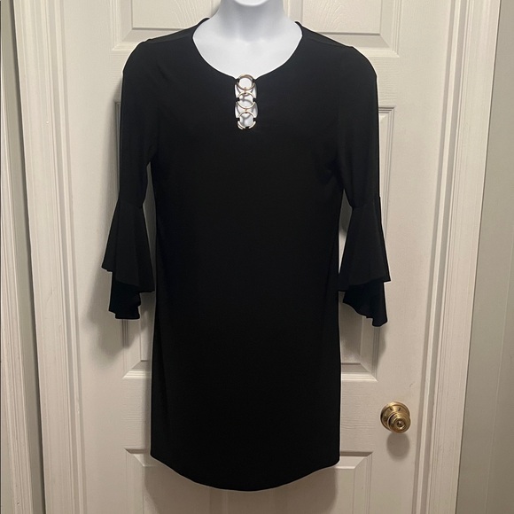 MSK Dresses & Skirts - MSK Black Dress with Flared Sleeves and Keyhole Detai